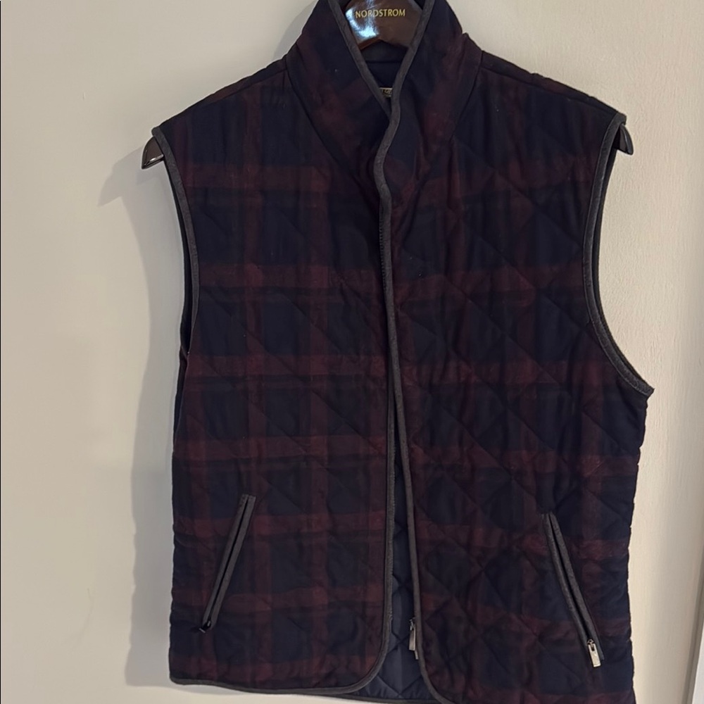 Paul Stuart Navy & Burgundy Quilted Wool Vest